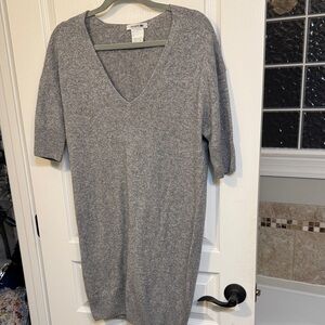 Lacoste silver sparkling gray V-Neck Sweater Dress